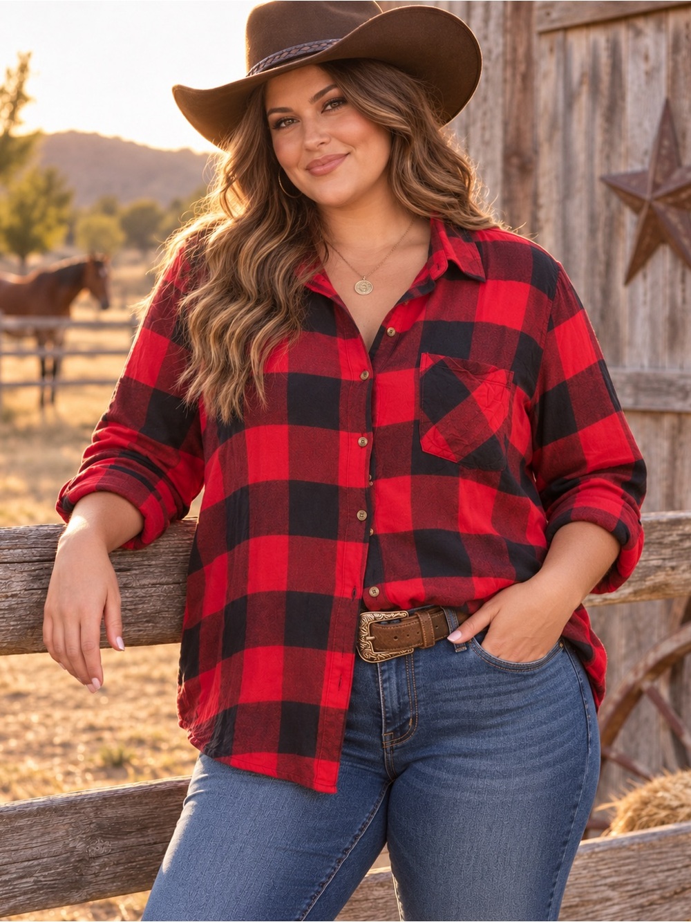torrid Red and Black Buffalo Plaid Button-Down Shirt